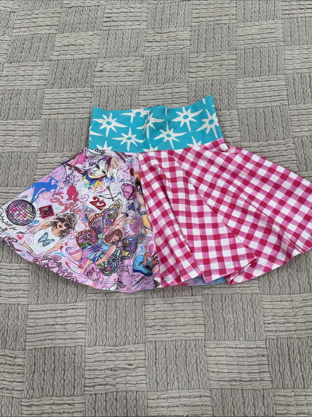 Girls Multi-Print Twirl Skirt - Pink, Turquoise